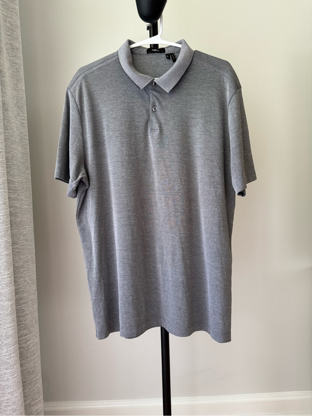 Theory Men's Grey Short-Sleeve Polo XL